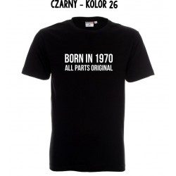 Koszulka Męska - Born in ... na biało